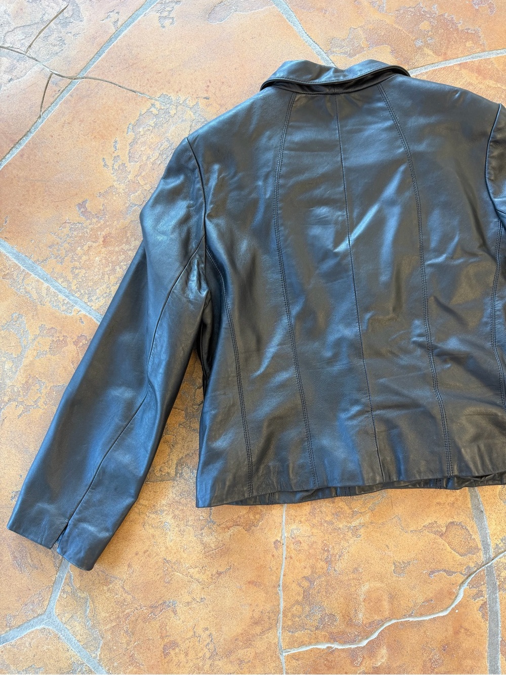 Croft & Barrow Women's Black Lambskin Genuine Leather Blazer jacket XL - Picture 3 of 7